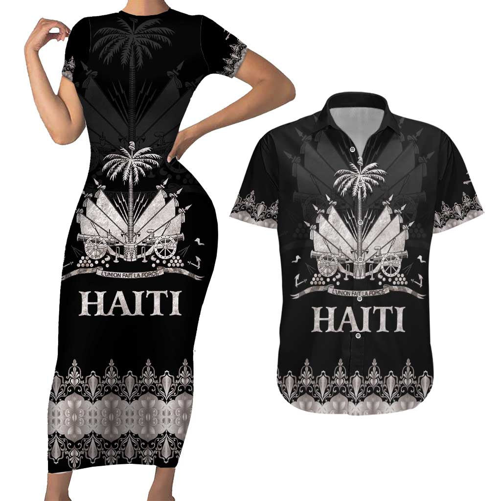 Haiti Neg Marron Silver Couples Matching Short Sleeve Bodycon Dress and Hawaiian Shirt Hope is Nothing Without Action - Wonder Print Shop