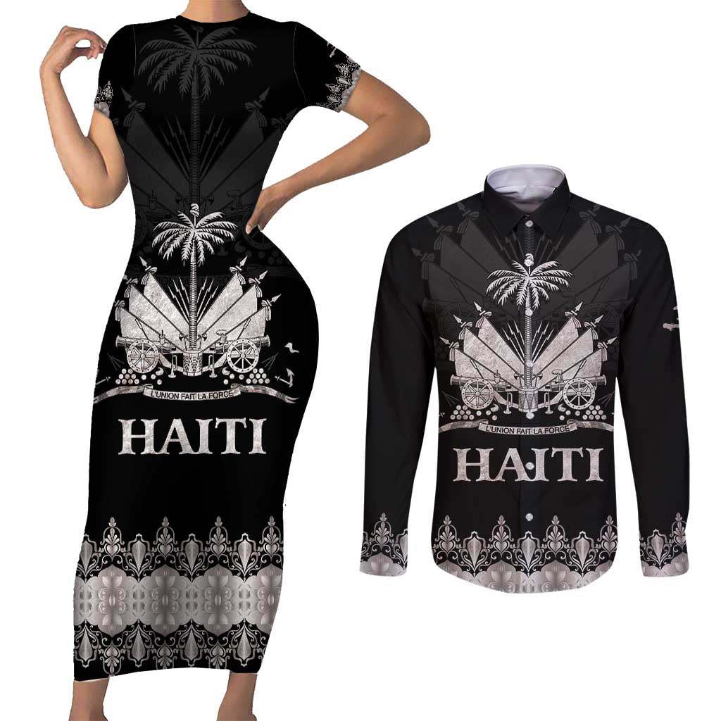 Haiti Neg Marron Silver Couples Matching Short Sleeve Bodycon Dress and Long Sleeve Button Shirt Hope is Nothing Without Action - Wonder Print Shop