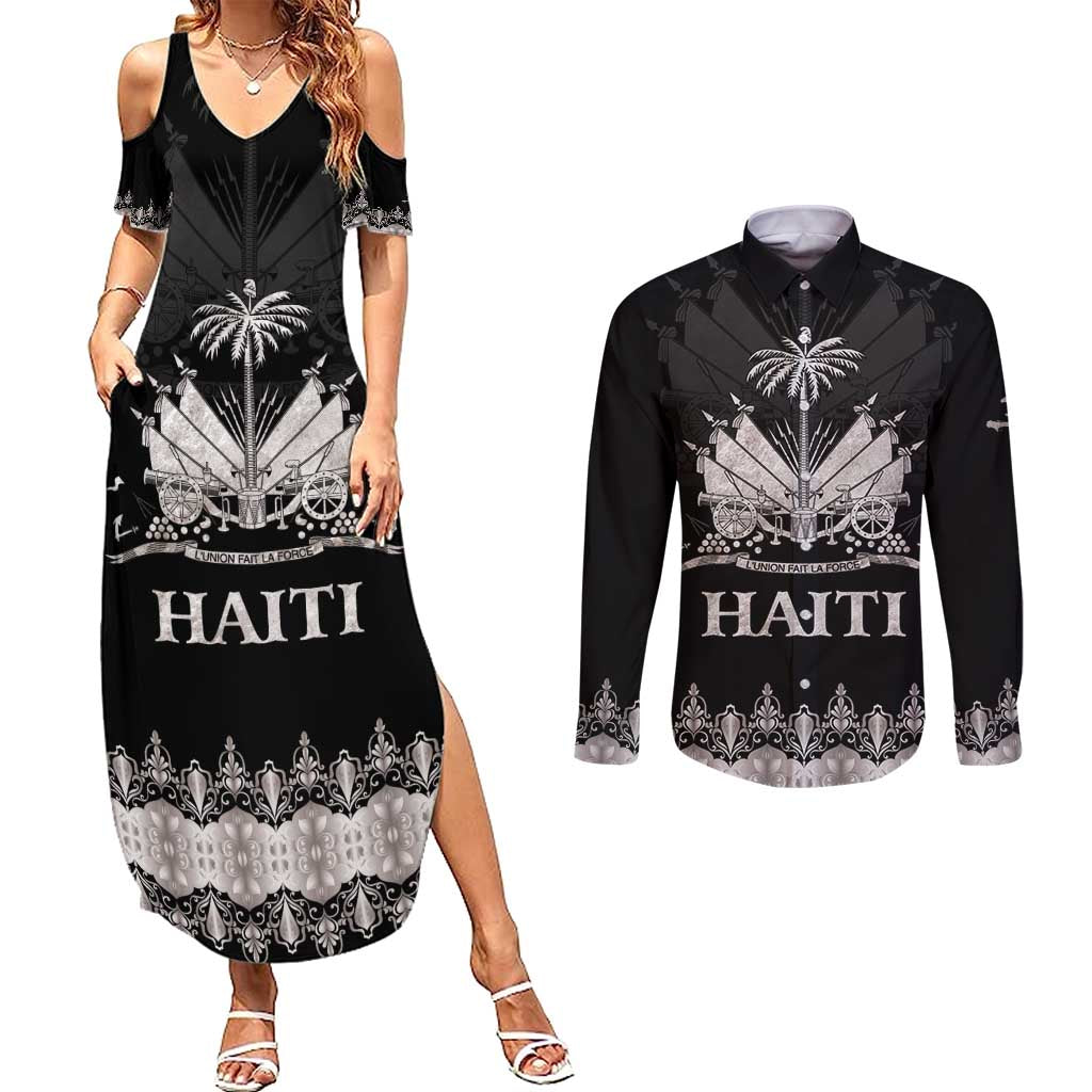 Haiti Neg Marron Silver Couples Matching Summer Maxi Dress and Long Sleeve Button Shirt Hope is Nothing Without Action - Wonder Print Shop