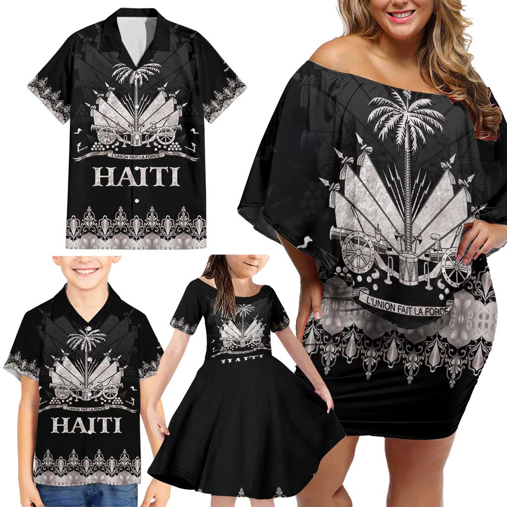 Haiti Neg Marron Silver Family Matching Off Shoulder Short Dress and Hawaiian Shirt Hope is Nothing Without Action - Wonder Print Shop