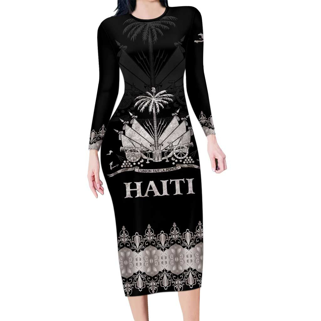 Haiti Neg Marron Silver Long Sleeve Bodycon Dress Hope is Nothing Without Action - Wonder Print Shop