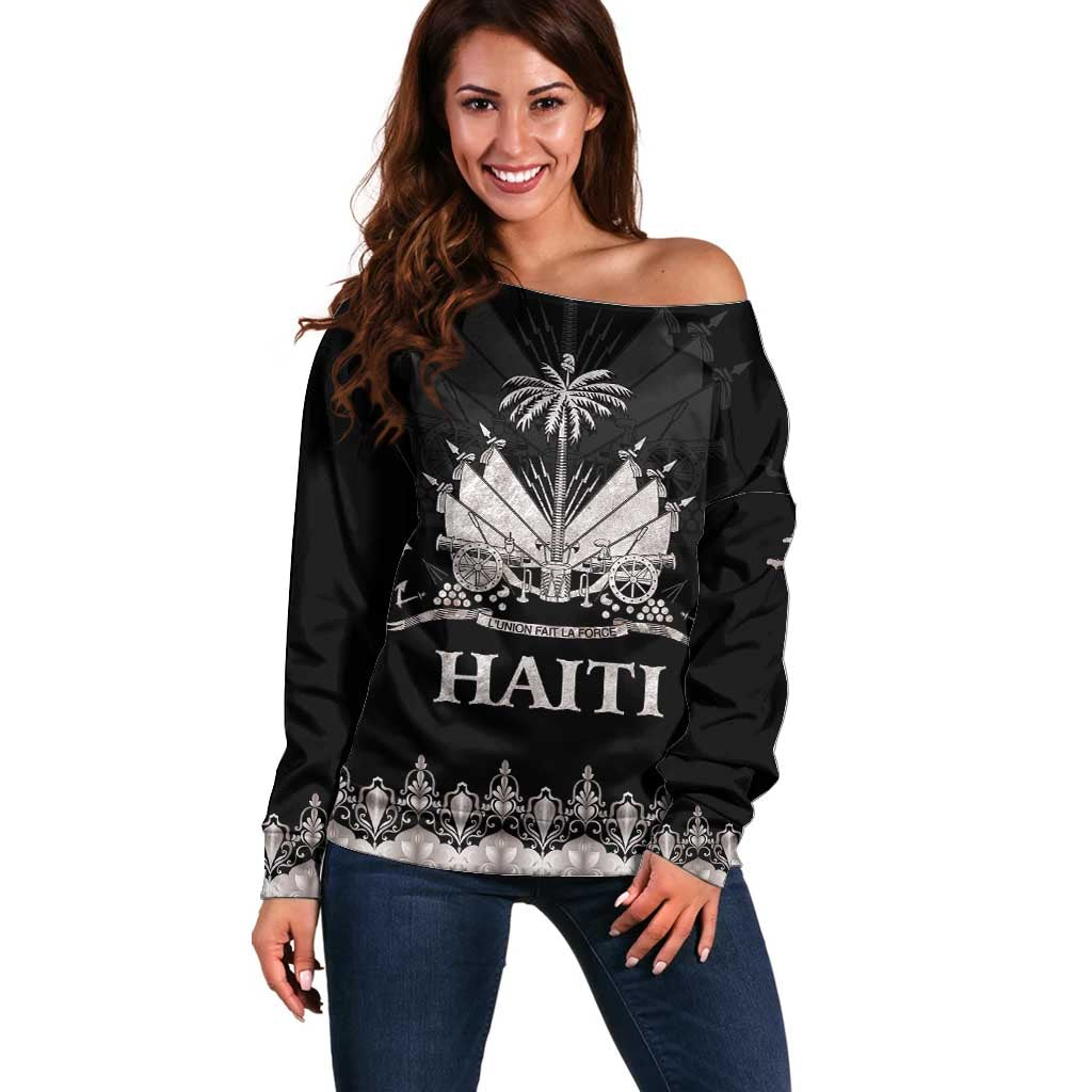 Haiti Neg Marron Silver Off Shoulder Sweater Hope is Nothing Without Action