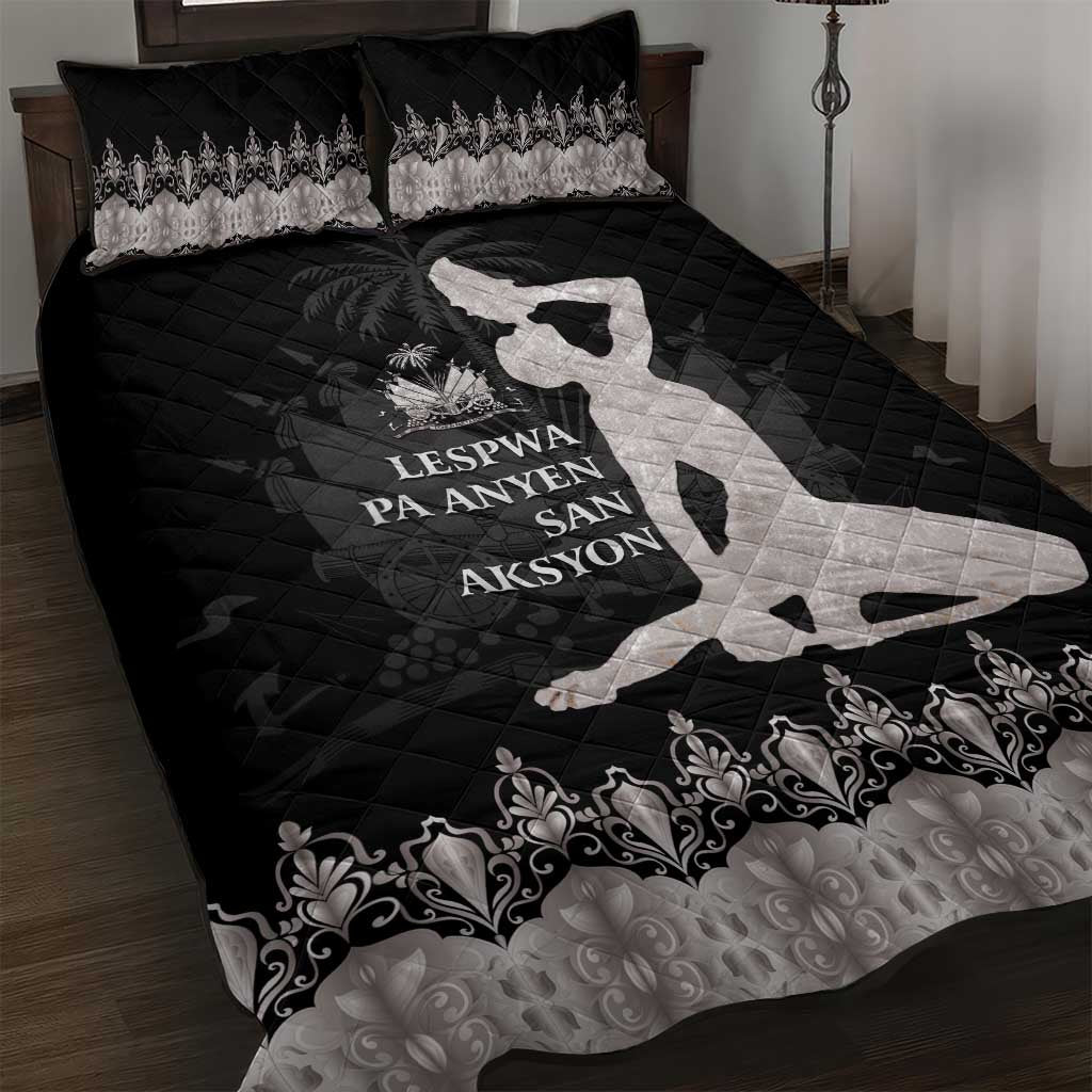 Haiti Neg Marron Silver Quilt Bed Set Hope is Nothing Without Action - Wonder Print Shop