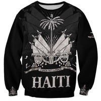 Black unisex sweatshirt with large HAITI graphic and palm tree design on front