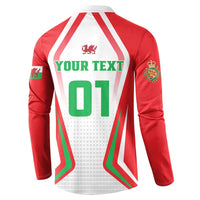 Red rugby button sweatshirt back with white panel, Your Text and 01 number print