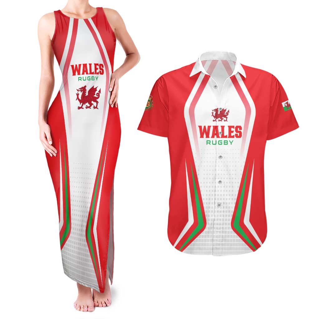 Custom Welsh Rugby Couples Matching Tank Maxi Dress and Hawaiian Shirt Wales Red Dragon Champions