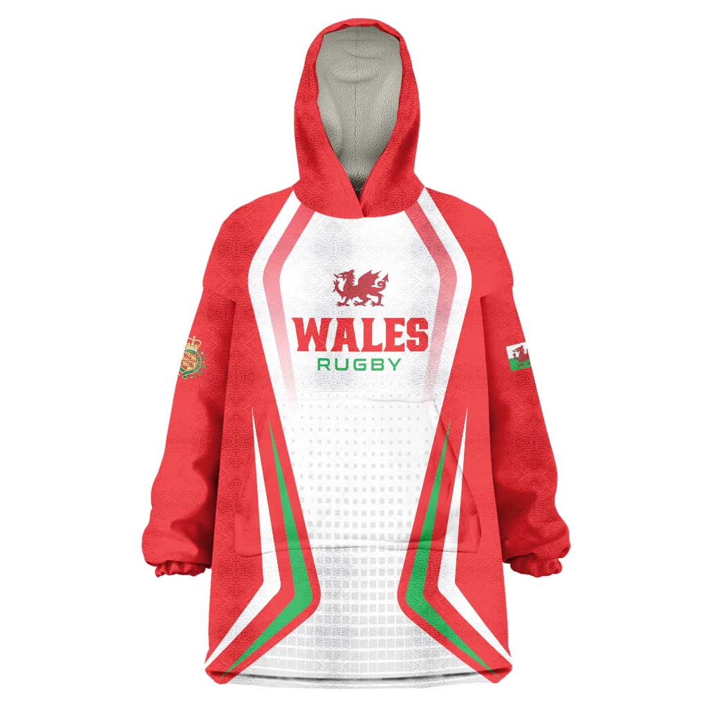 Custom Welsh Rugby Wearable Blanket Hoodie Wales Red Dragon Champions - Wonder Print Shop