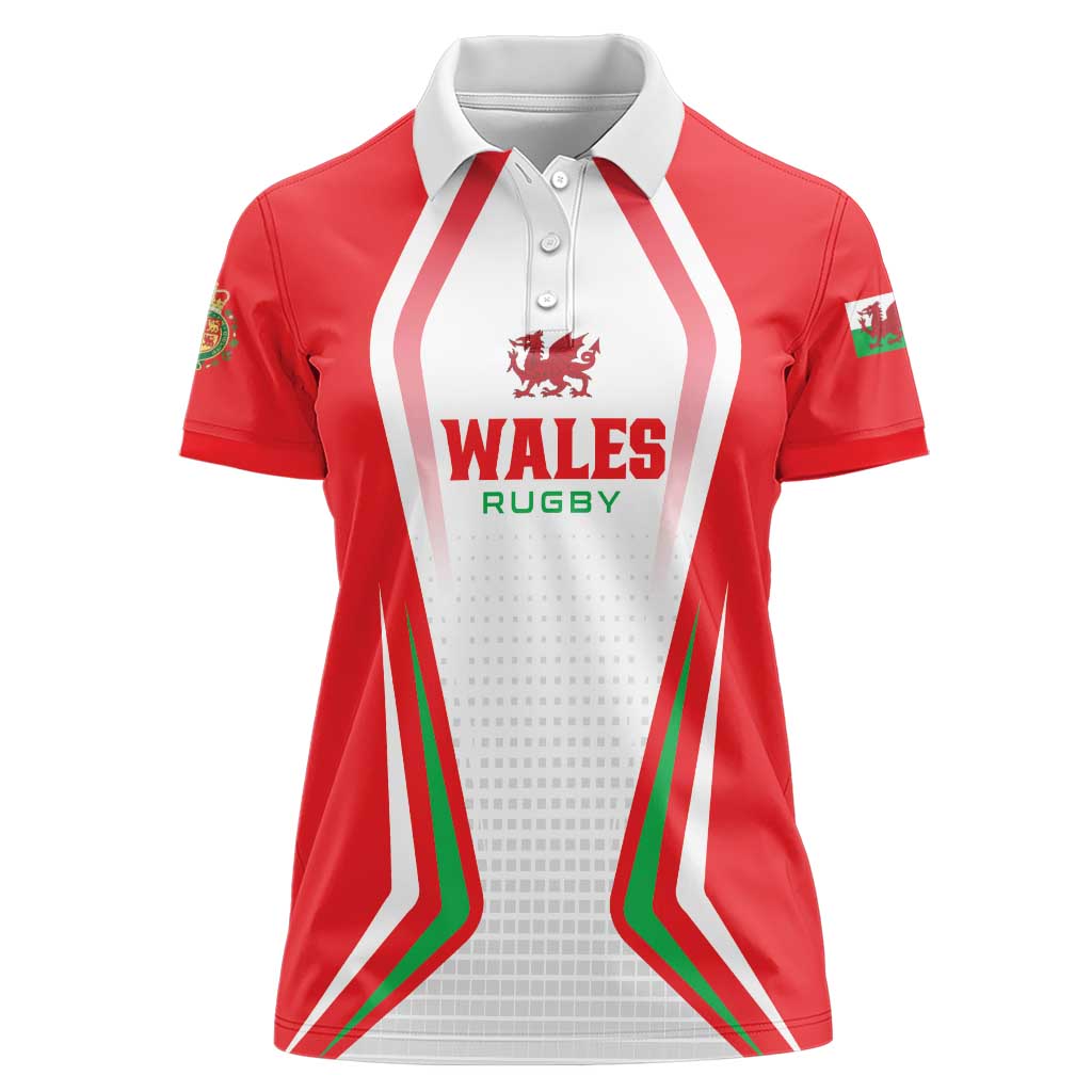 Custom Welsh Rugby Women Polo Shirt Wales Red Dragon Champions - Wonder Print Shop