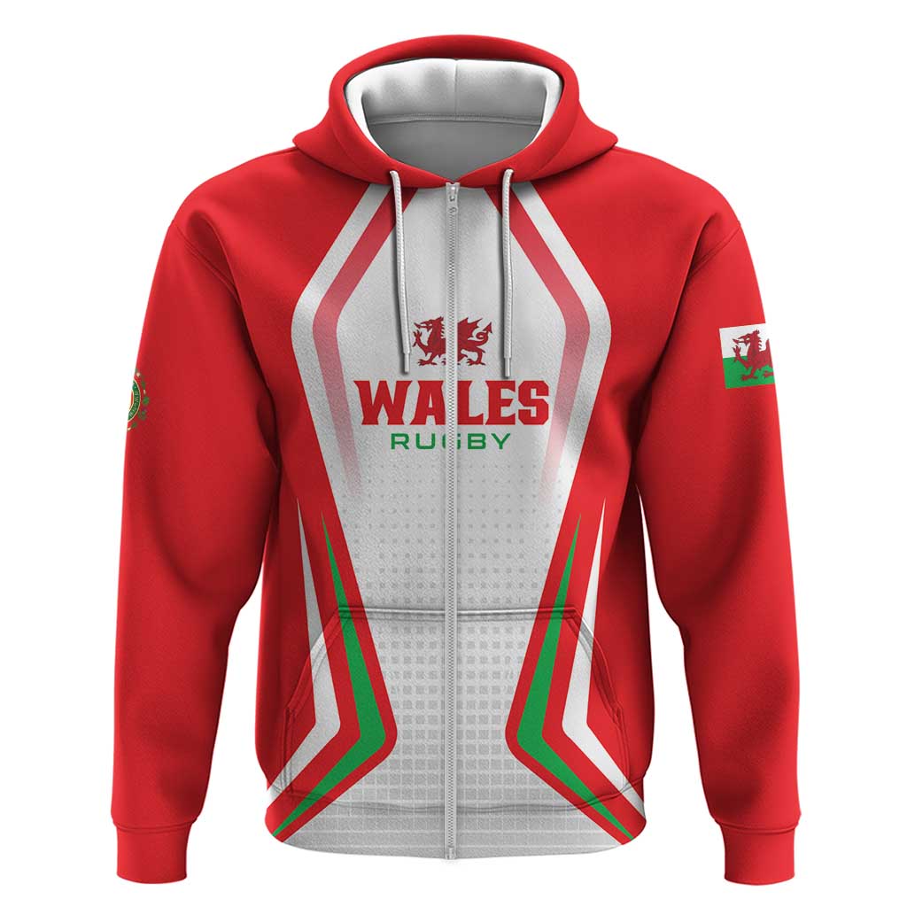 Custom Welsh Rugby Zip Hoodie Wales Red Dragon Champions - Wonder Print Shop