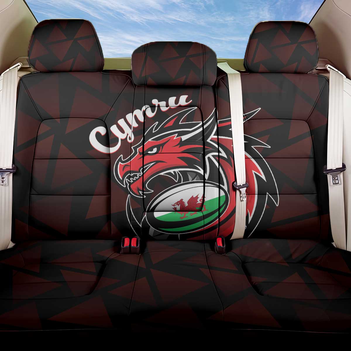 Wales Rugby Back Car Seat Cover Cymru Y Ddraig Goch