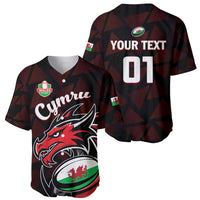 Black and burgundy rugby baseball jersey, V-neck, button front, dragon crest front and '07' back.