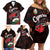 Custom Wales Rugby Family Matching Off Shoulder Short Dress and Hawaiian Shirt Cymru Y Ddraig Goch