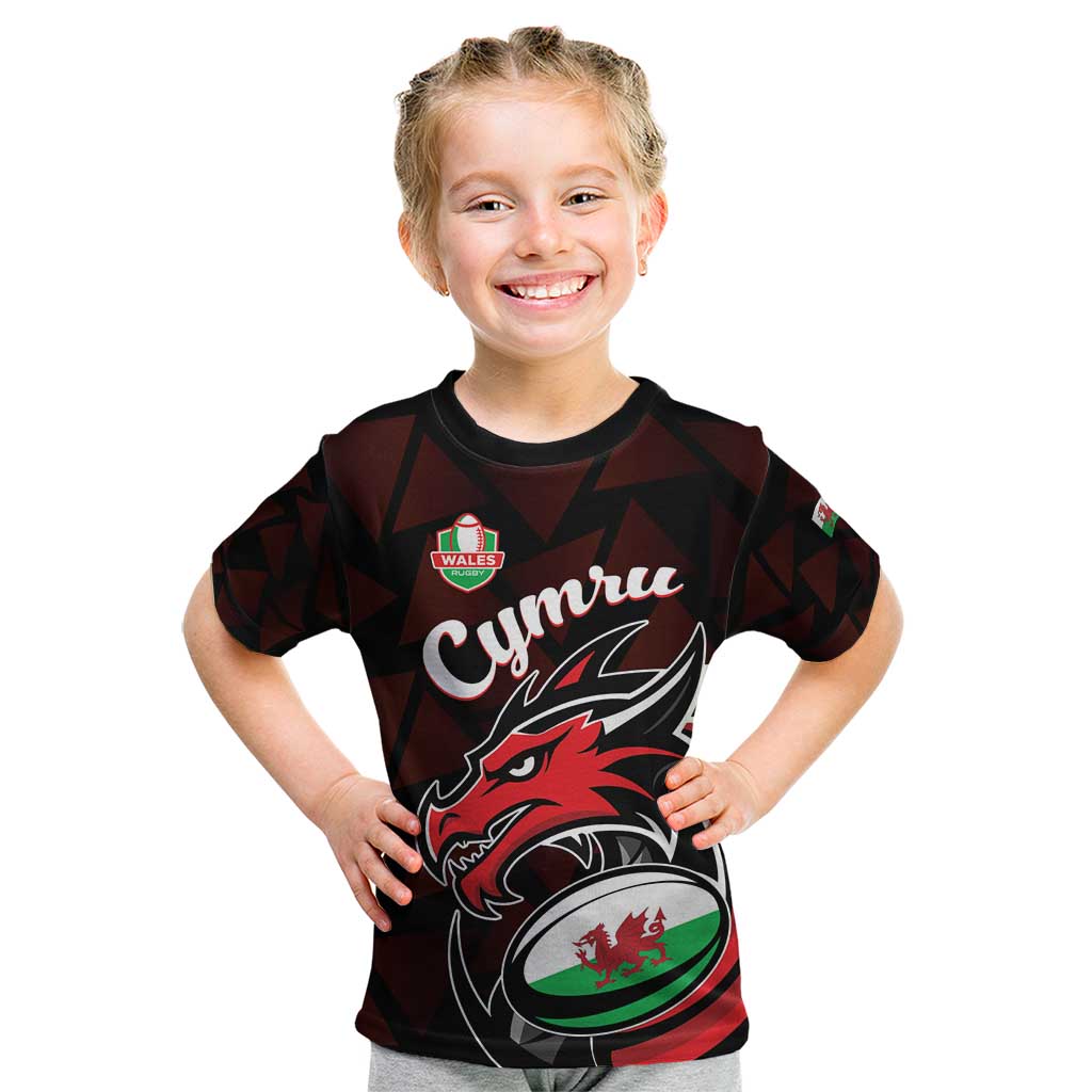 Custom Wales Rugby Kid T Shirt Cymru Y Ddraig Goch