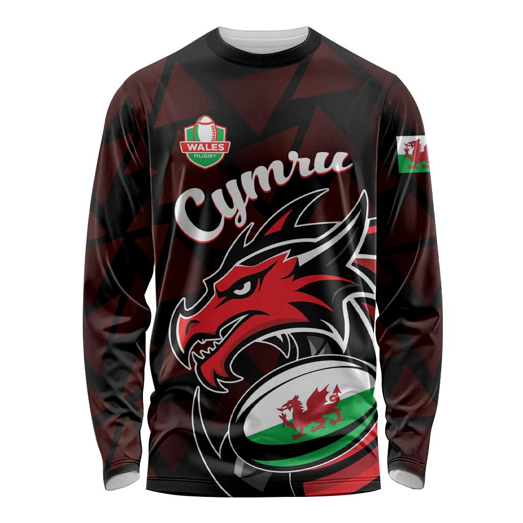 Custom Wales Rugby Long Sleeve Shirt Cymru Y Ddraig Goch