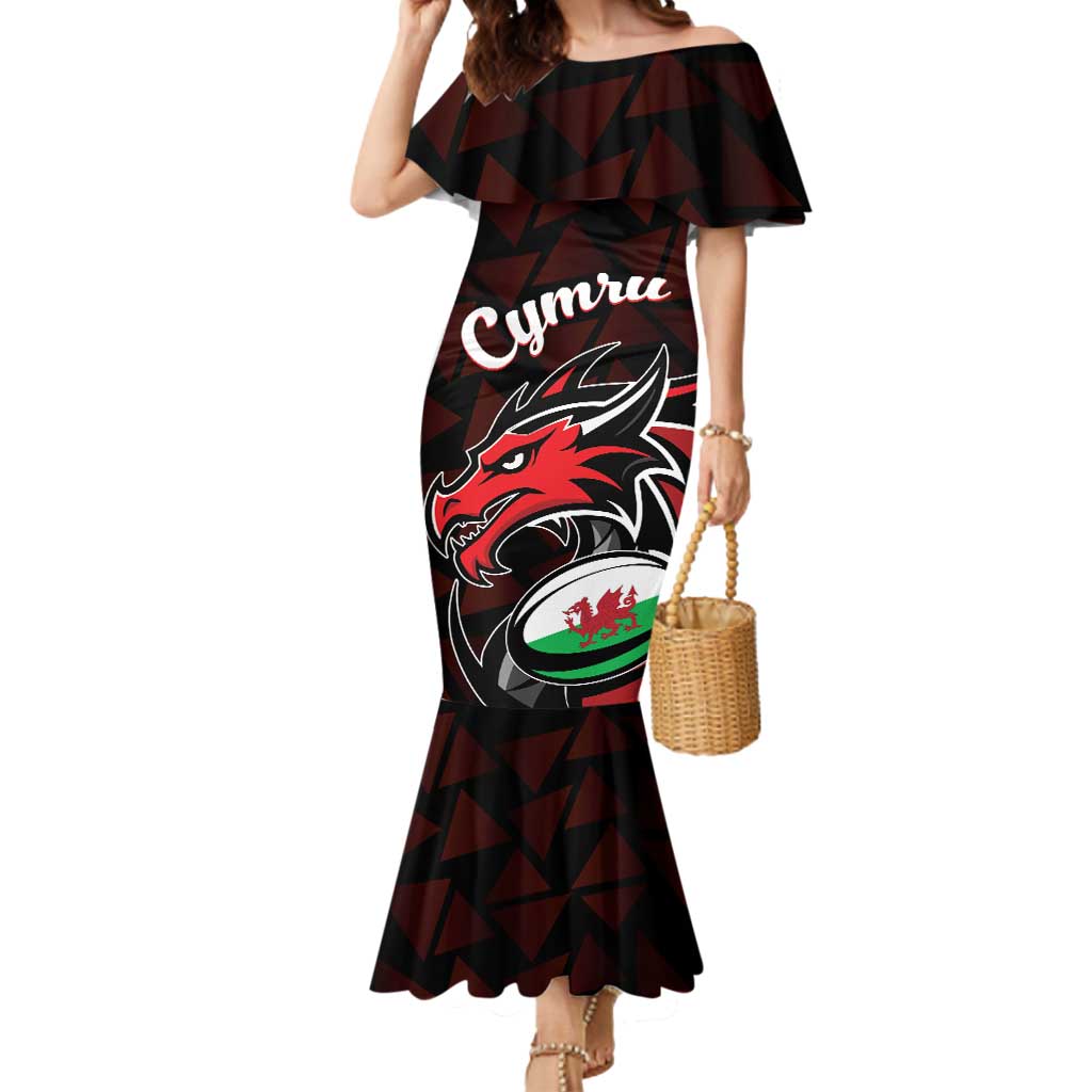 Custom Wales Rugby Mermaid Dress Cymru Y Ddraig Goch