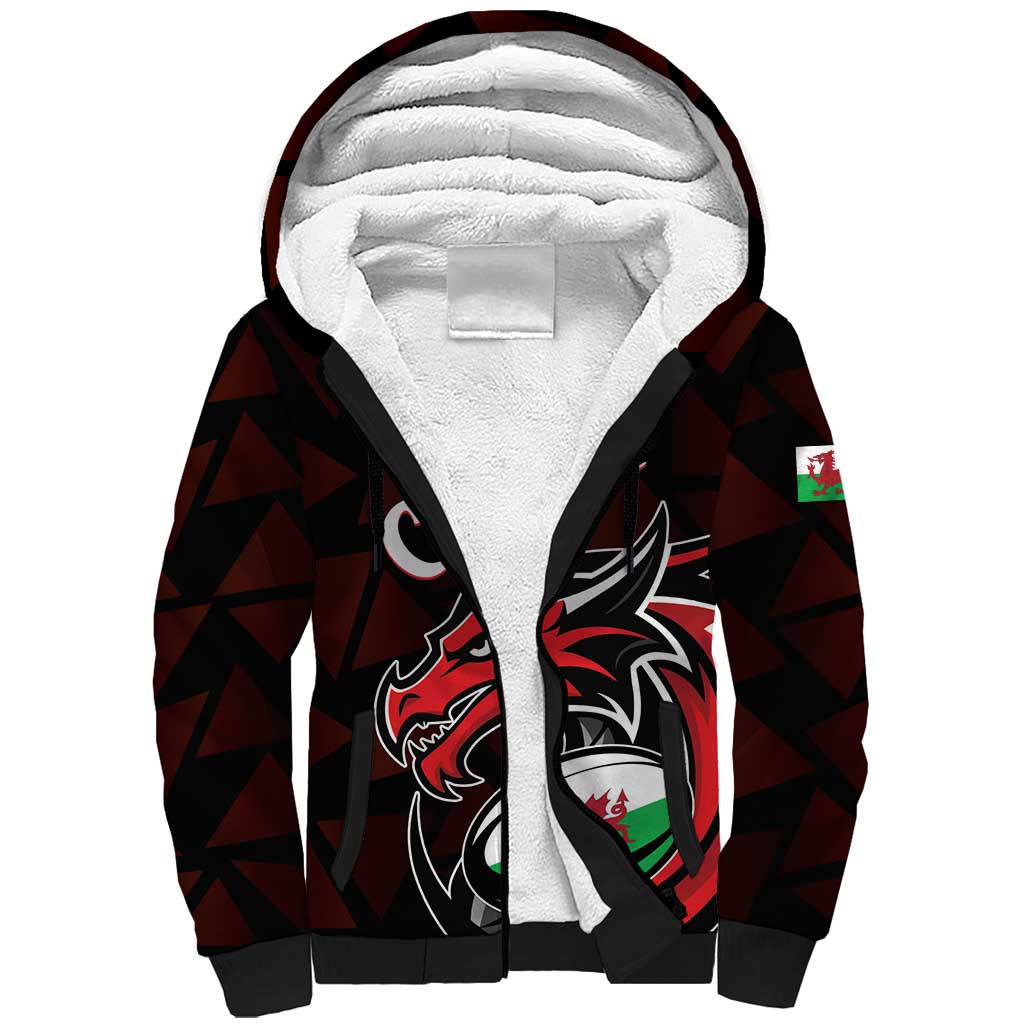 Custom Wales Rugby Sherpa Hoodie Cymru Y Ddraig Goch