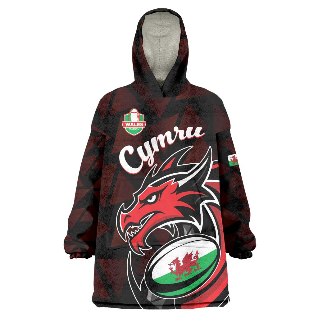 Custom Wales Rugby Wearable Blanket Hoodie Cymru Y Ddraig Goch - Wonder Print Shop