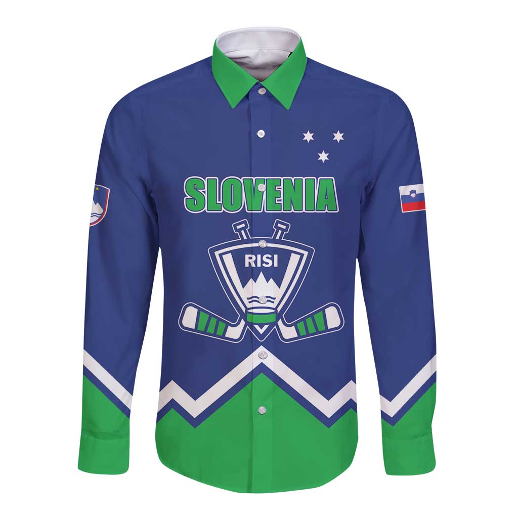 Custom Hockey 2026 Slovenia Long Sleeve Button Shirt Go Champions Risi