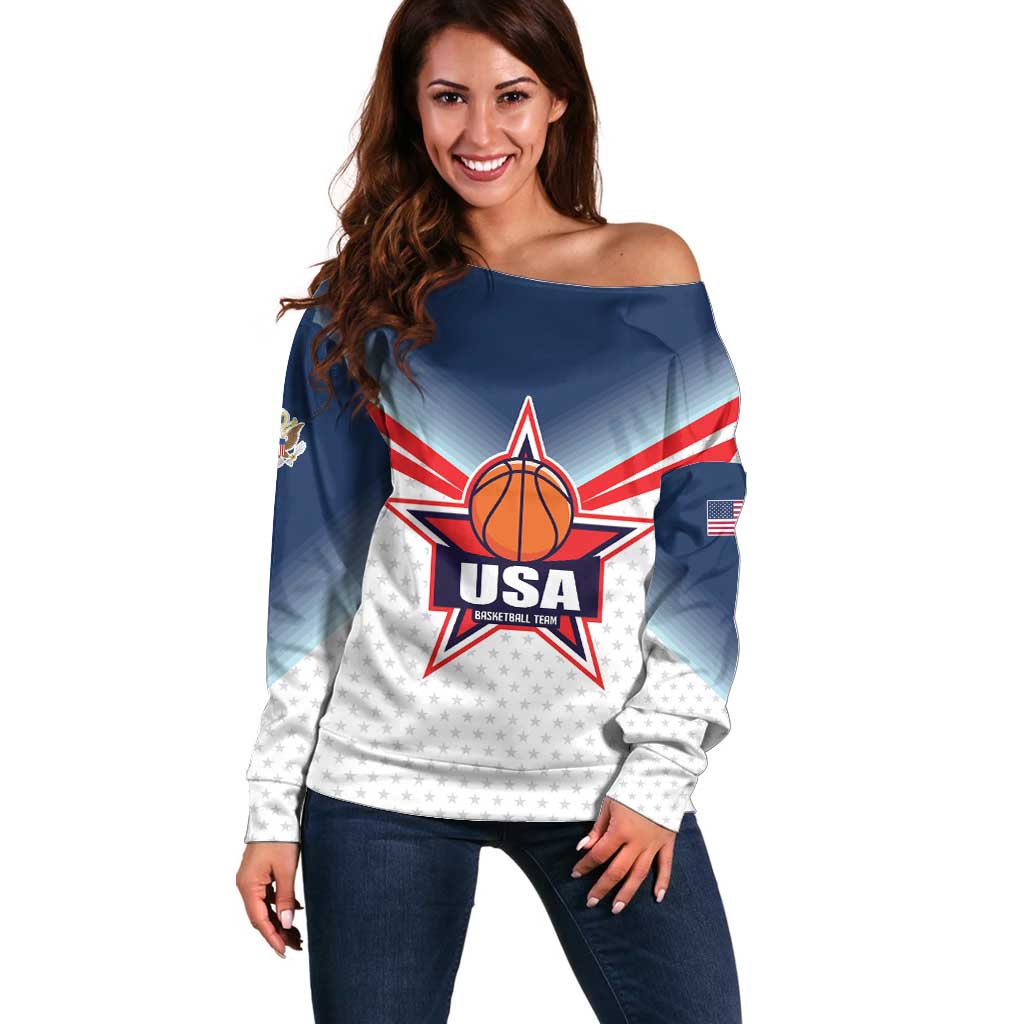 Custom USA Basketball Team Off Shoulder Sweater Shine Like Stars