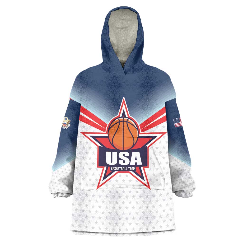 Custom USA Basketball Team Wearable Blanket Hoodie Shine Like Stars