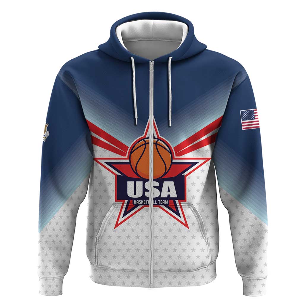 Custom USA Basketball Team Zip Hoodie Shine Like Stars