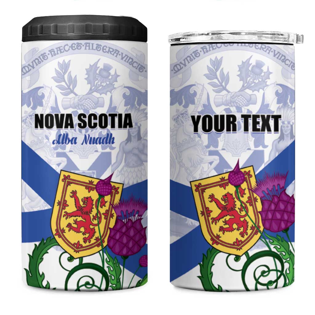 Personalized Canada Nova Scotia Province 4 in 1 Can Cooler Tumbler One defends and the other conquers