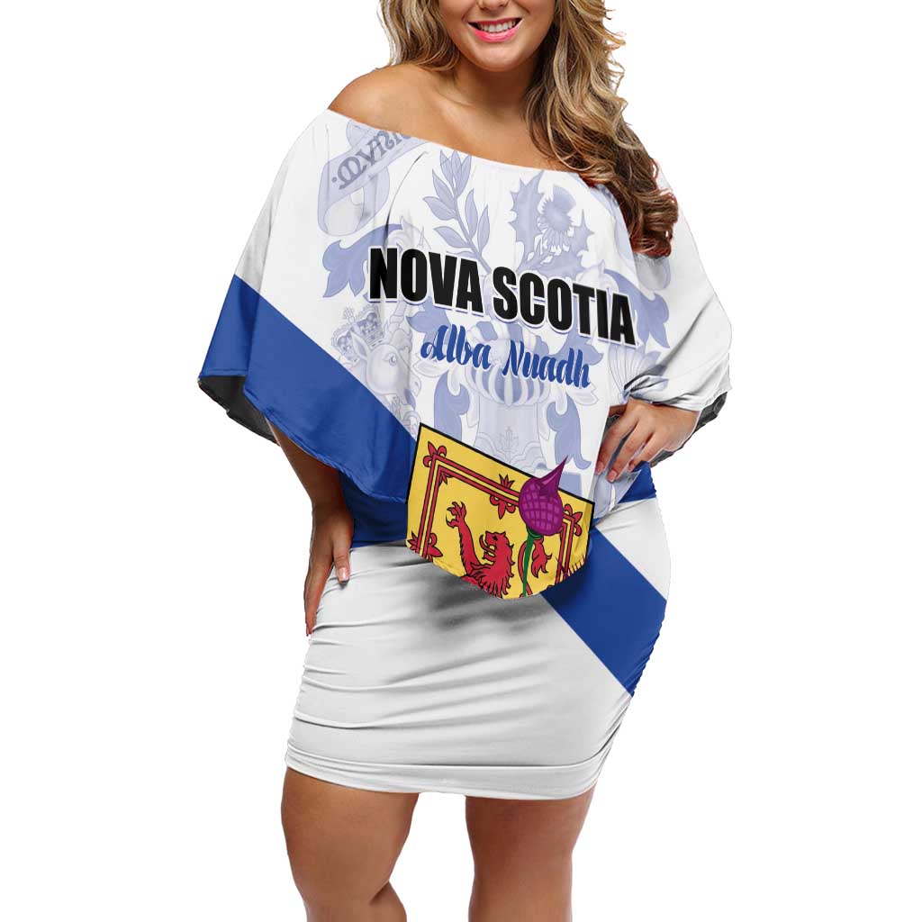 Personalized Canada Nova Scotia Province Off Shoulder Short Dress One Defends and The Other Conquers