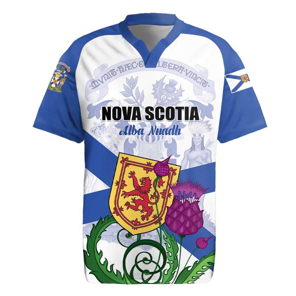 Personalized Canada Nova Scotia Province Rugby Jersey One Defends and The Other Conquers