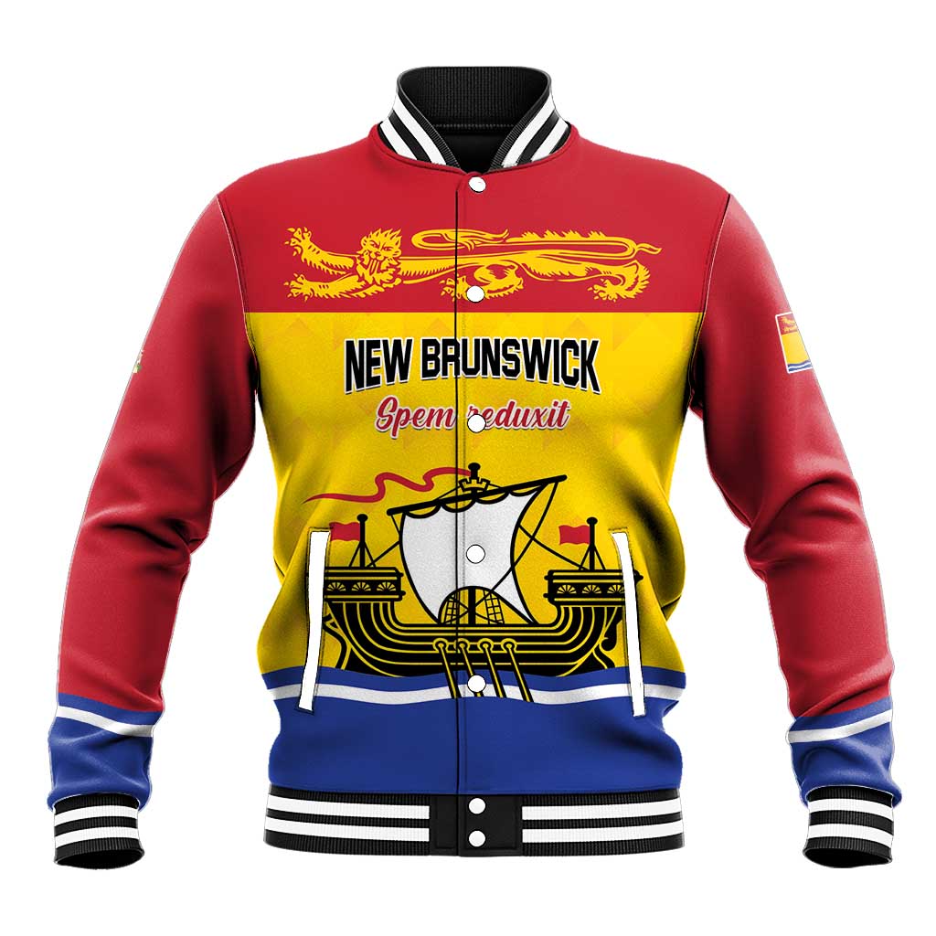 Personalized Canada New Brunswick Province Baseball Jacket Golden Lion Lymphad