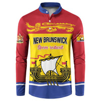 Personalized Canada New Brunswick Province Button Sweatshirt Golden Lion Lymphad