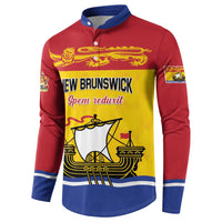 Personalized Canada New Brunswick Province Button Sweatshirt Golden Lion Lymphad