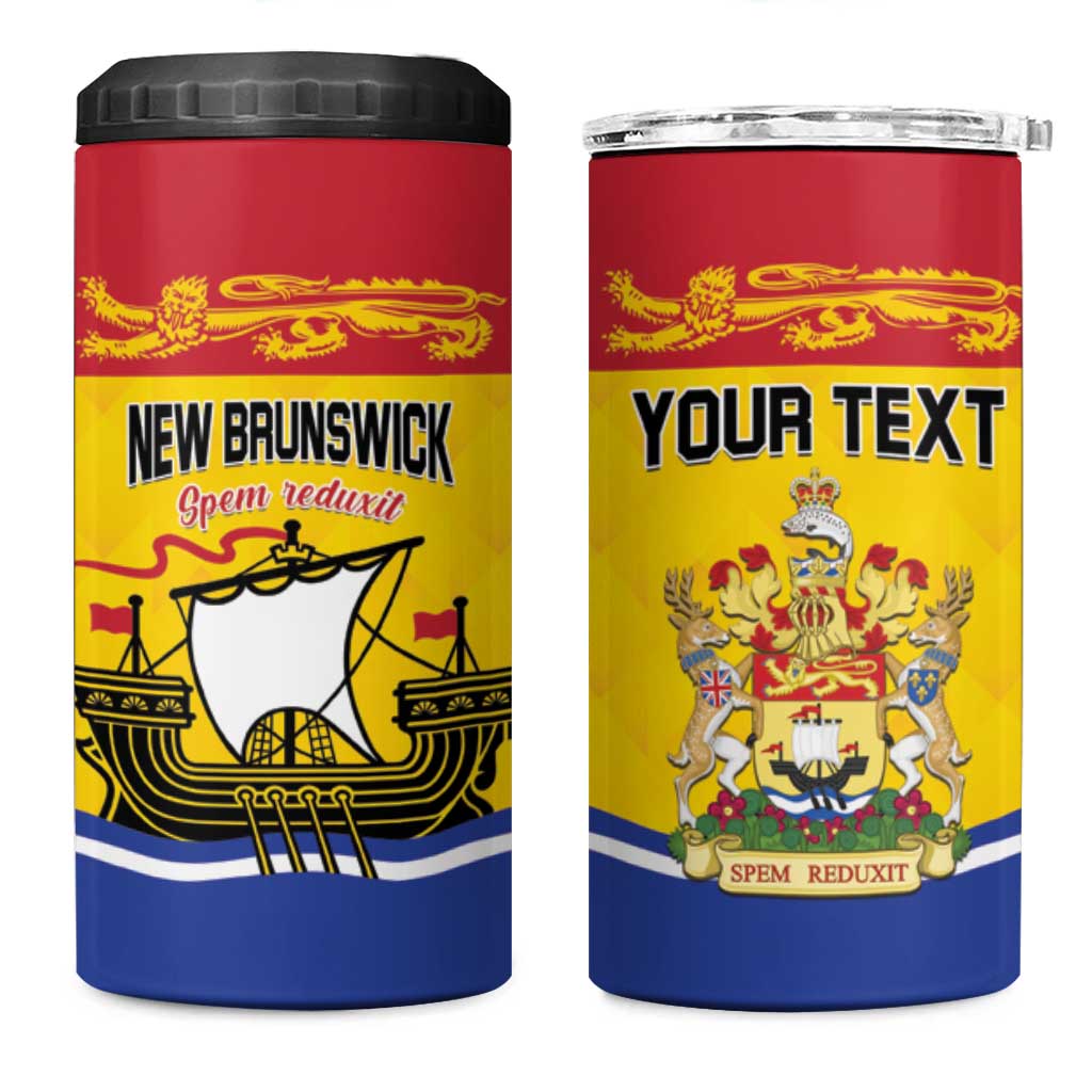 Personalized Canada New Brunswick Province 4 in 1 Can Cooler Tumbler Golden Lion Lymphad