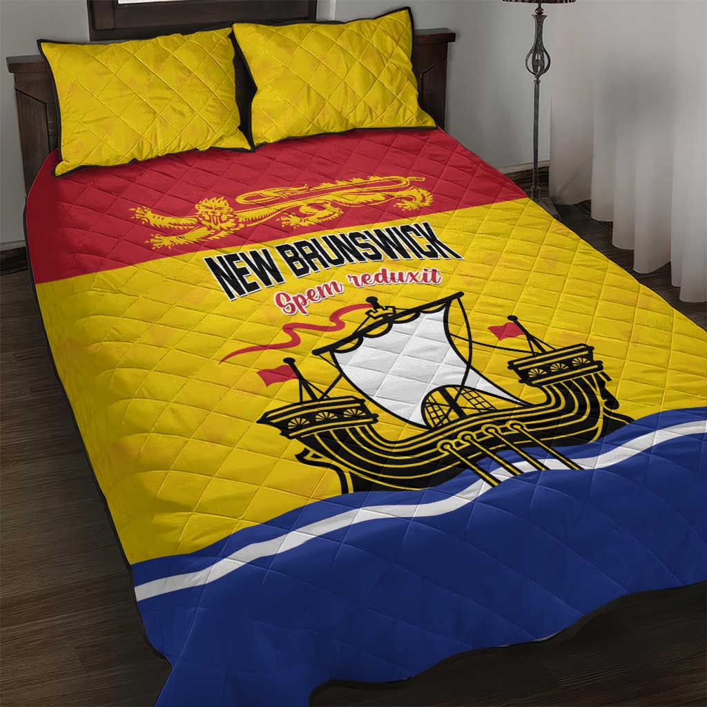 Canada New Brunswick Province Quilt Bed Set Golden Lion Lymphad