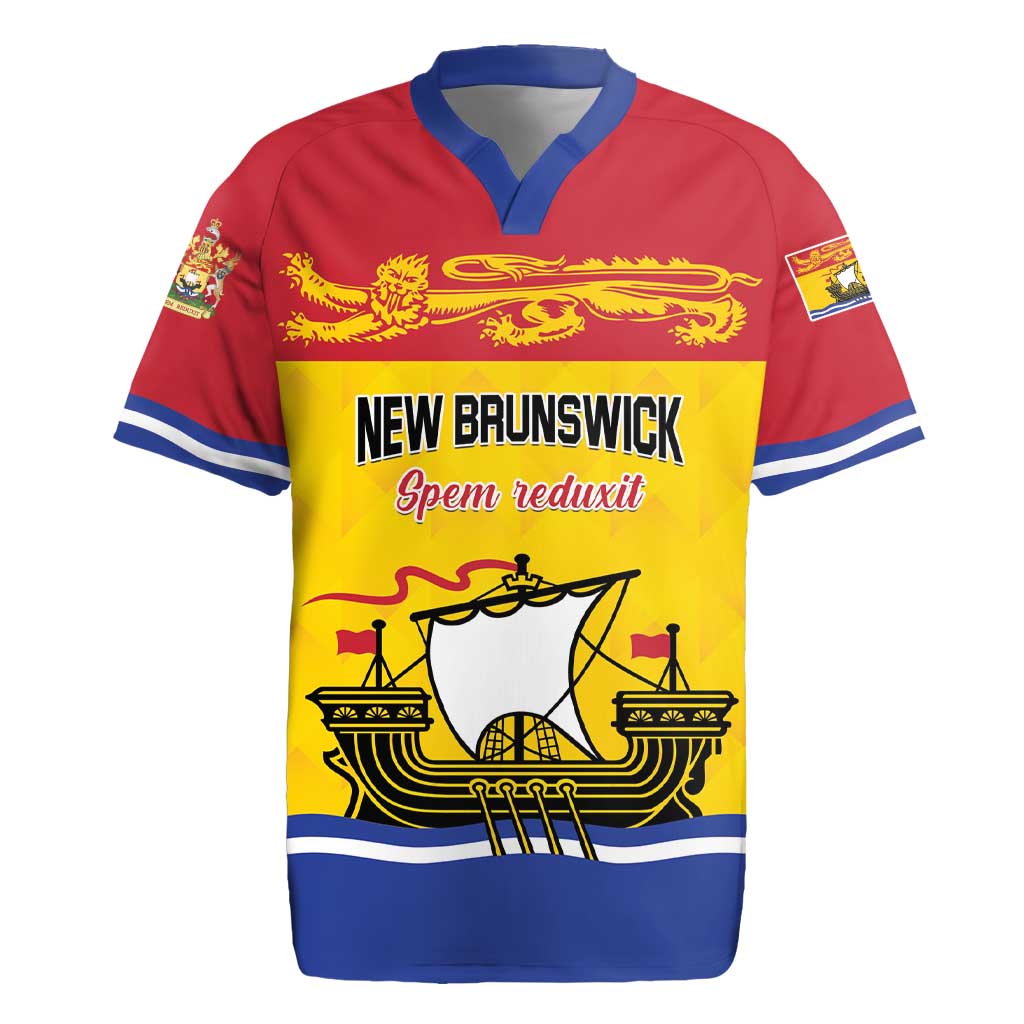 Personalized Canada New Brunswick Province Rugby Jersey Golden Lion Lymphad