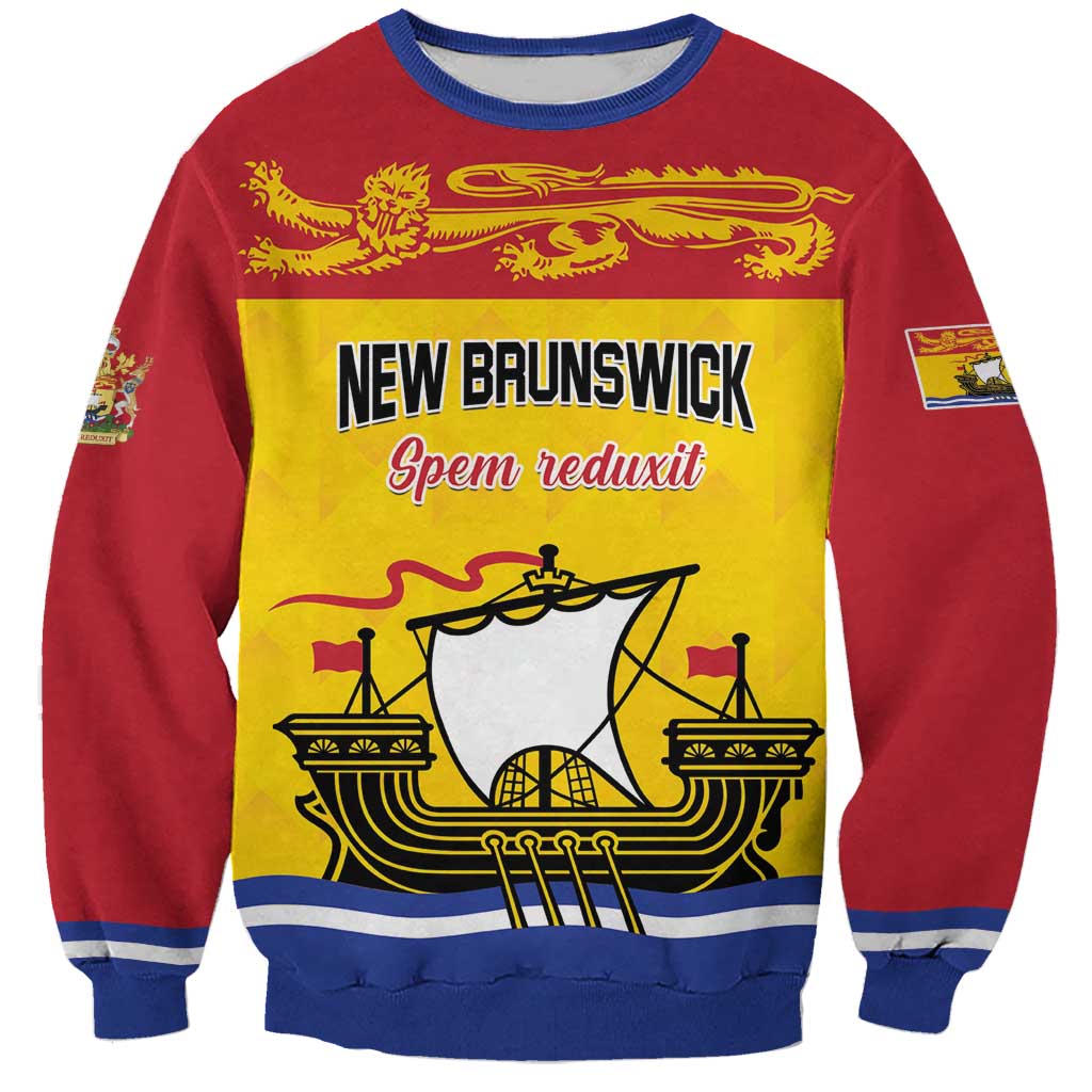 Personalized Canada New Brunswick Province Sweatshirt Golden Lion Lymphad