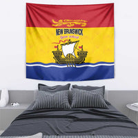 New Brunswick wall tapestry with “NEW BRUNSWICK” text and gold ship on red/yellow/blue