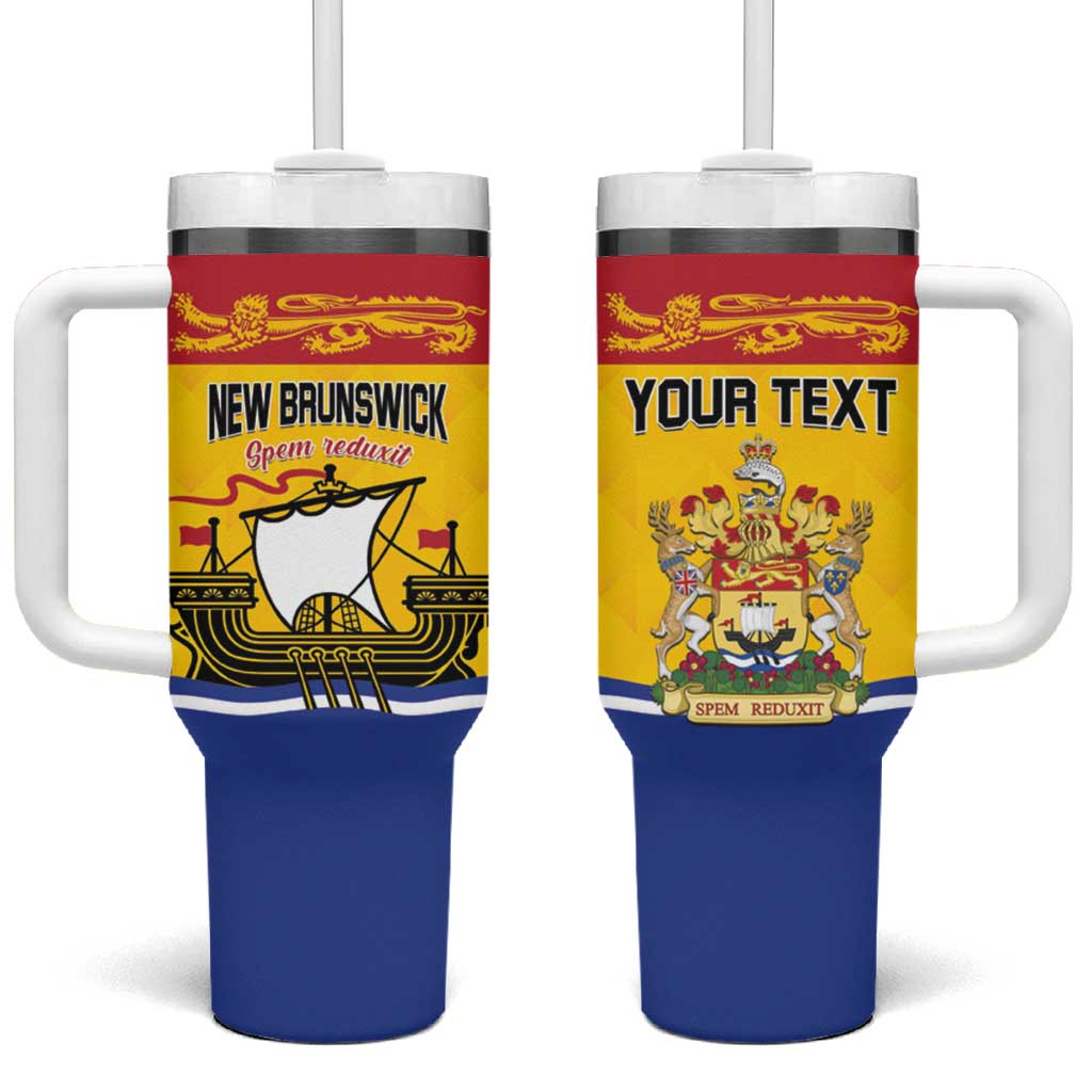 Personalized Canada New Brunswick Province Tumbler With Handle Golden Lion Lymphad