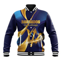 Personalized Barbados Gold Trident Baseball Jacket Luxury Style