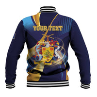 Personalized Barbados Gold Trident Baseball Jacket Luxury Style