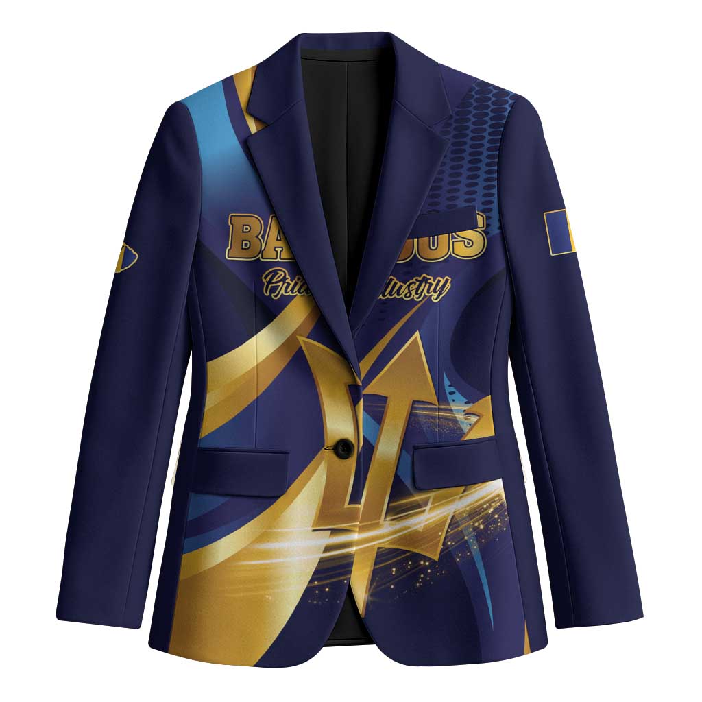 Personalized Barbados Gold Trident Blazer Luxury Style