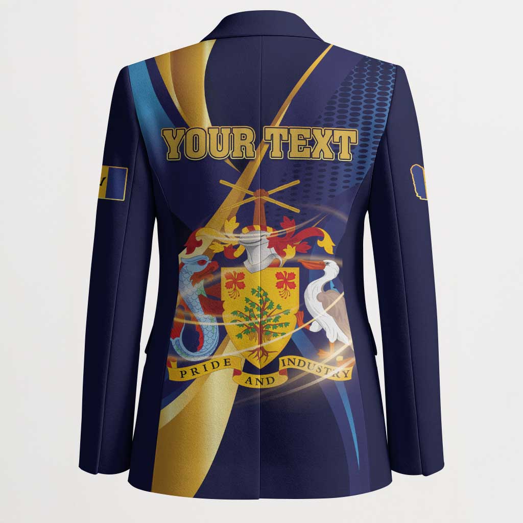 Personalized Barbados Gold Trident Blazer Luxury Style