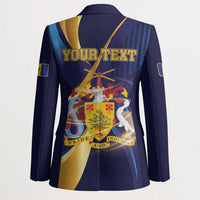 Personalized Barbados Gold Trident Blazer Luxury Style