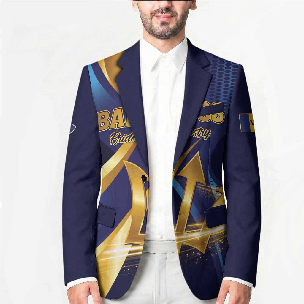 Personalized Barbados Gold Trident Blazer Luxury Style