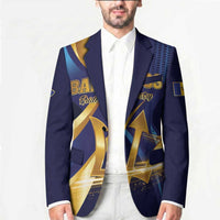 Personalized Barbados Gold Trident Blazer Luxury Style