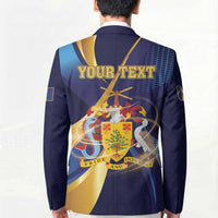 Personalized Barbados Gold Trident Blazer Luxury Style