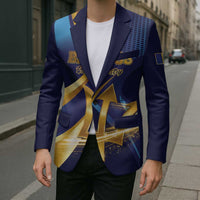 Personalized Barbados Gold Trident Blazer Luxury Style