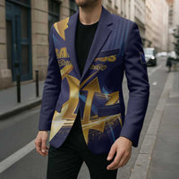 Personalized Barbados Gold Trident Blazer Luxury Style