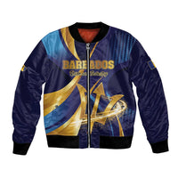 Personalized Barbados Gold Trident Bomber Jacket Luxury Style