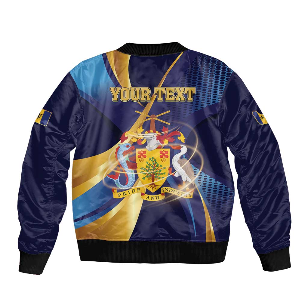 Personalized Barbados Gold Trident Bomber Jacket Luxury Style