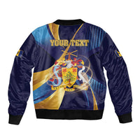 Personalized Barbados Gold Trident Bomber Jacket Luxury Style